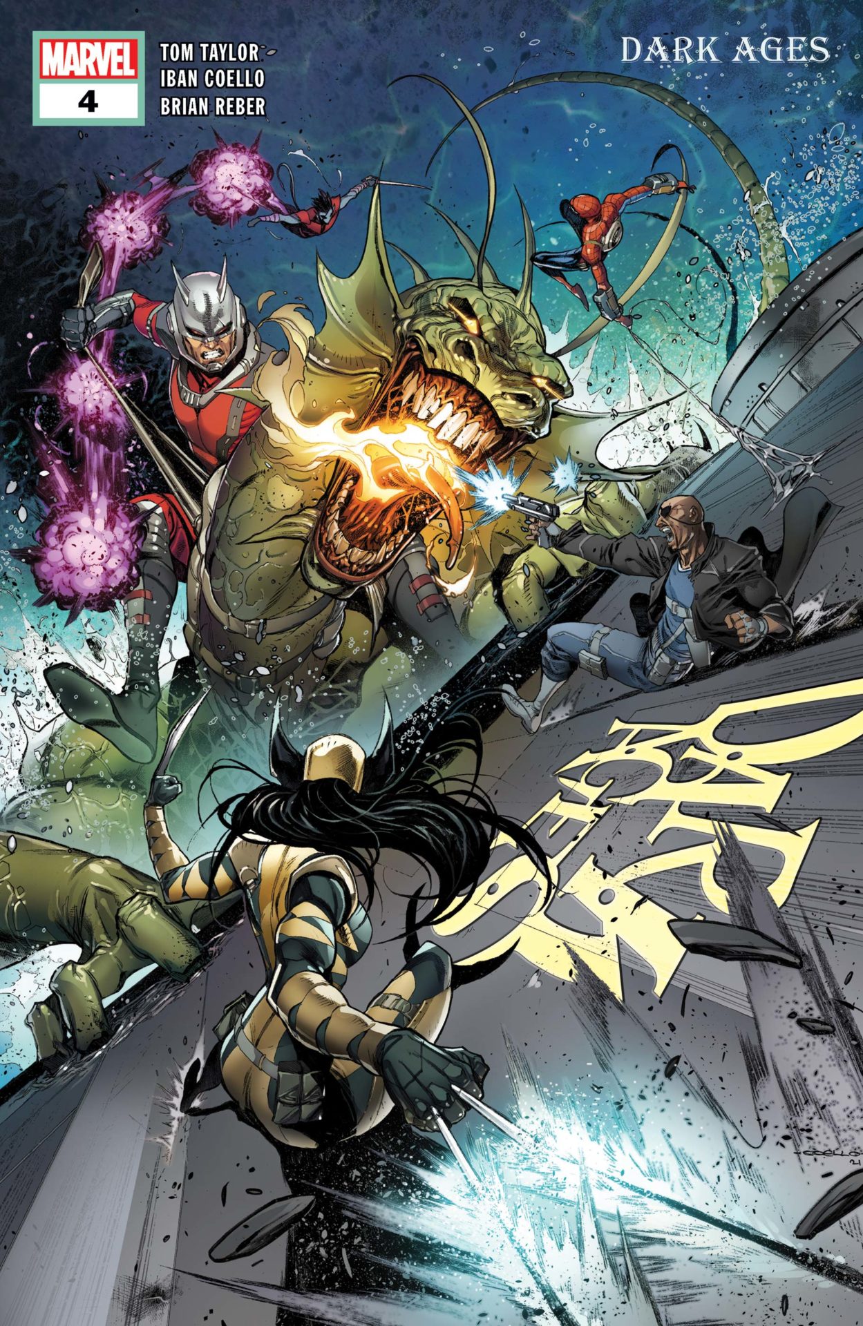 Ant-Man and Fin Fang Foom on the cover of Dark Ages #4