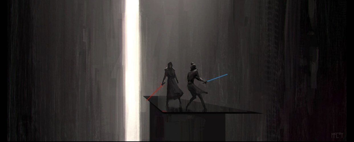 Rey and Kylo fight in a graphical Pre-Vis from The Rise Of Skywalker