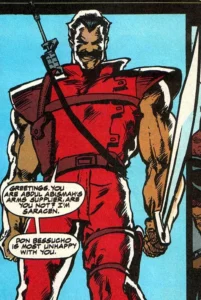 Saracen with his iconic sword in Marvel comics